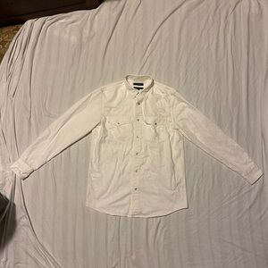 Banana Republic Western White Pearl Button-Up Shirt Size Medium